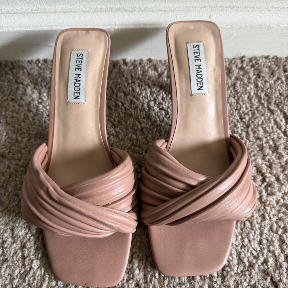 Steve Madden Mauve Pink Ruched Slide Mules